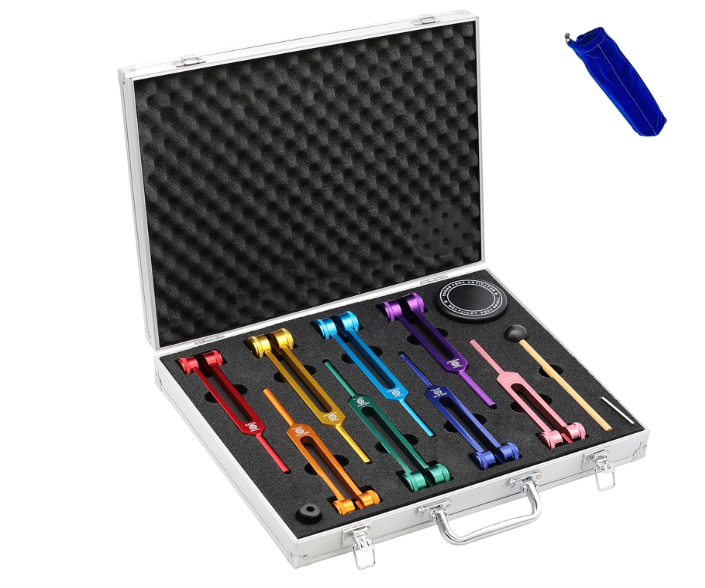Chakra Balancing Tuning Forks Set of 7 with Activator and Velvet Bag