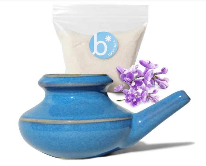 Baraka Ceramic Neti Pot with Saline Packets