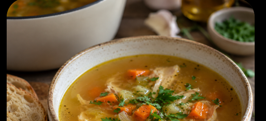 Warm bone broth soup